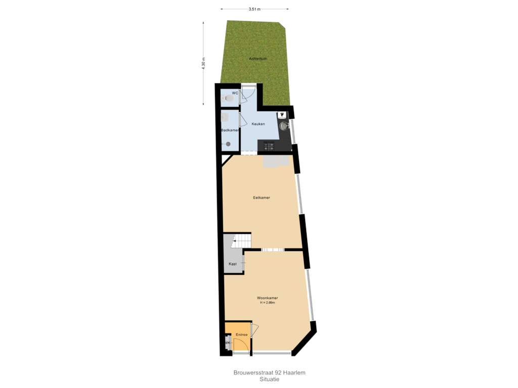 Bekijk plattegrond van Situatie van Brouwersstraat 92