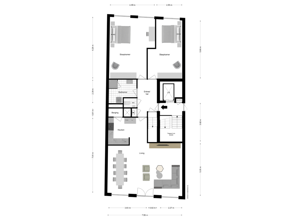 Bekijk plattegrond van 4e VERDIEPING van Amstel 126-D