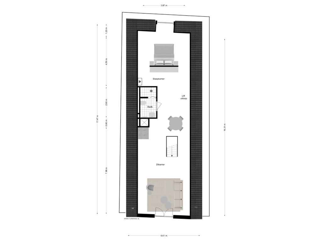 Bekijk plattegrond van 5e VERDIEPING van Amstel 126-D