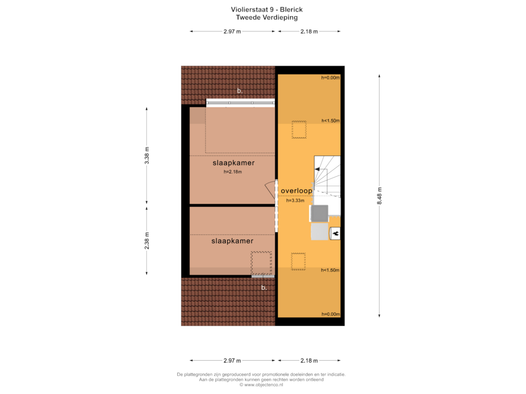 Bekijk plattegrond van Tweede Verdieping van Violierstraat 9