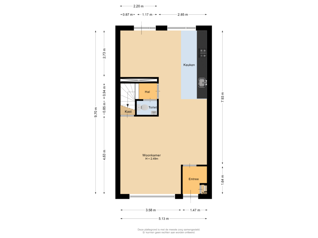 Bekijk plattegrond van Begane grond van Saturnuslaan 65