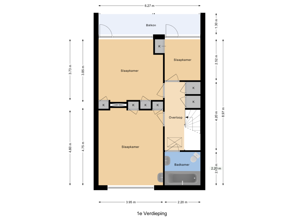 Bekijk plattegrond van 1e Verdieping van Duinoordseweg 29