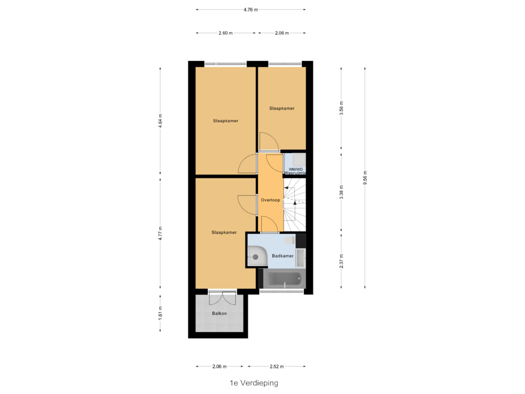 Bekijk plattegrond van 1e Verdieping van Tijmensgroet 95