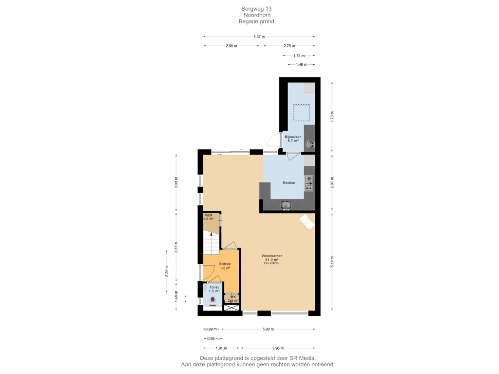 Bekijk plattegrond van Begane grond van Borgweg 13