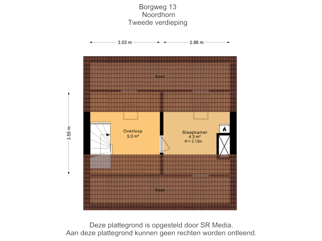 Bekijk plattegrond van Tweede verdieping van Borgweg 13