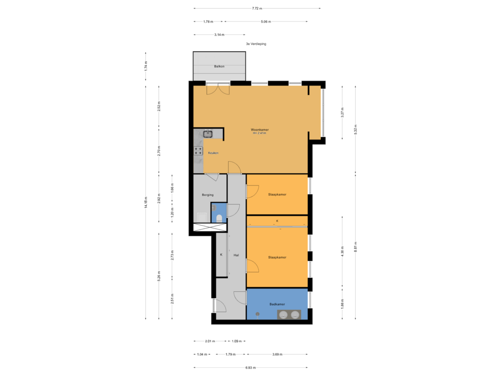 Bekijk plattegrond van 3e Verdieping van Laan van Nootdorp 57