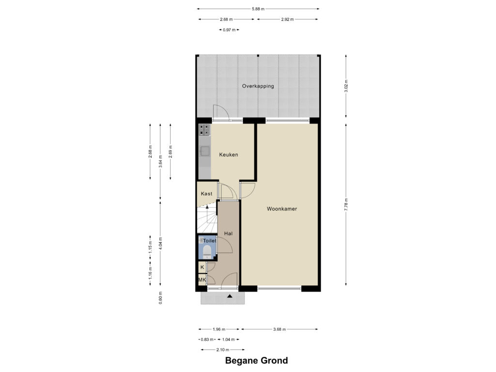 Bekijk plattegrond van Begane Grond van Evertsenstraat 13