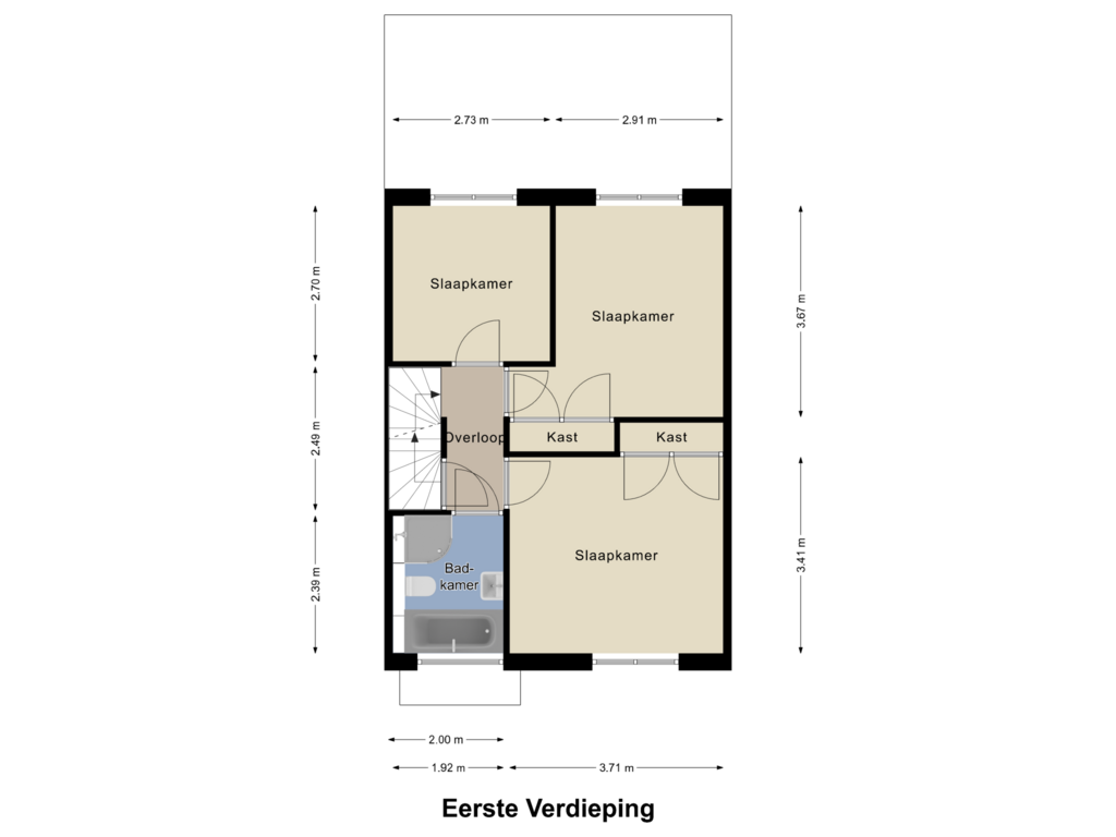 Bekijk plattegrond van Eerste Verdieping van Evertsenstraat 13