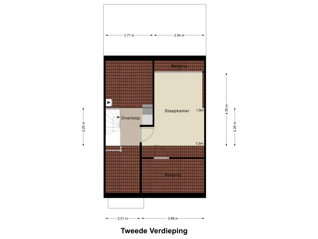 Bekijk plattegrond van Tweede Verdieping van Evertsenstraat 13