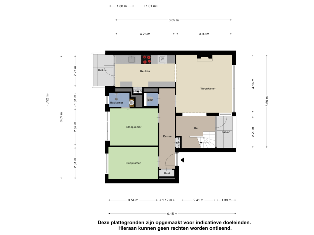 View floorplan of Tweede Verdieping of Réaumurstraat 7-C