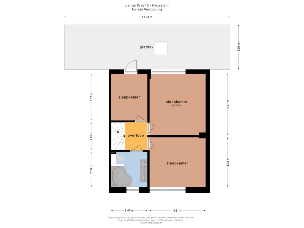 Bekijk plattegrond van EERSTE VERDIEPING van Lange Dreef 2