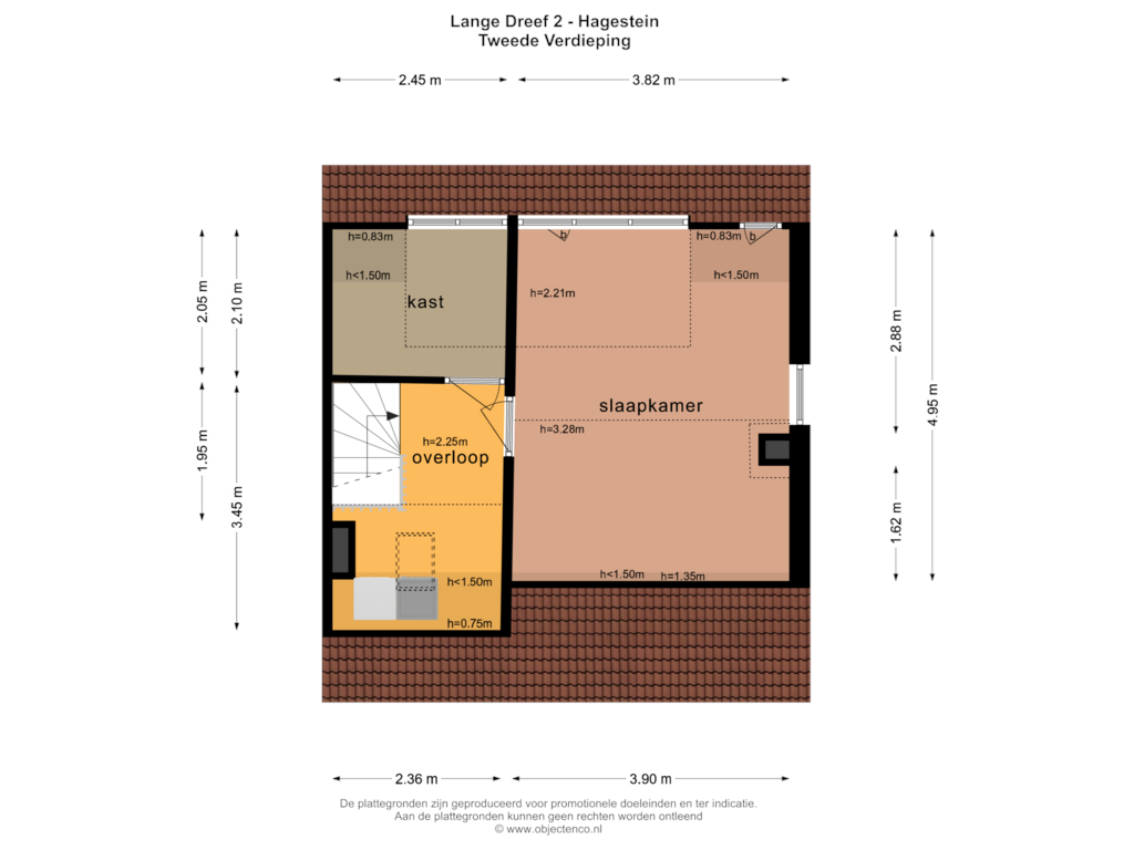 Bekijk plattegrond van TWEEDE VERDIEPING van Lange Dreef 2