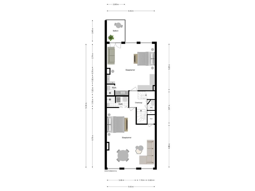 Bekijk plattegrond van 2e VERDIEPING van Amstel 59