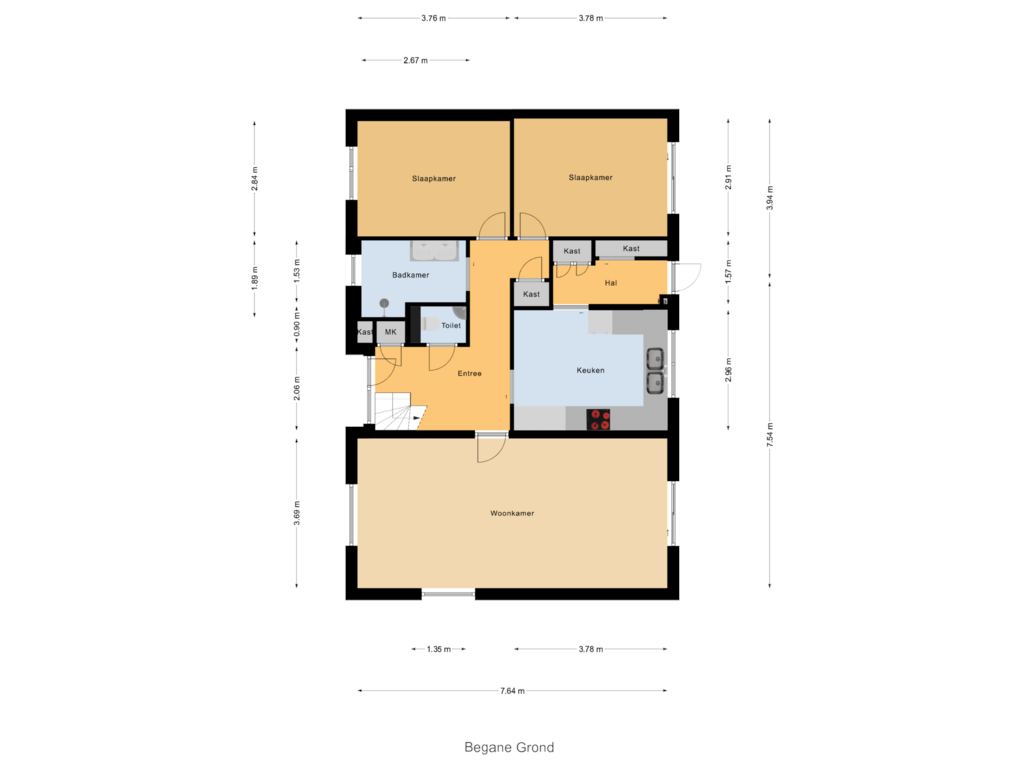 Bekijk plattegrond van Begane Grond van Benedenkerkseweg 85-A