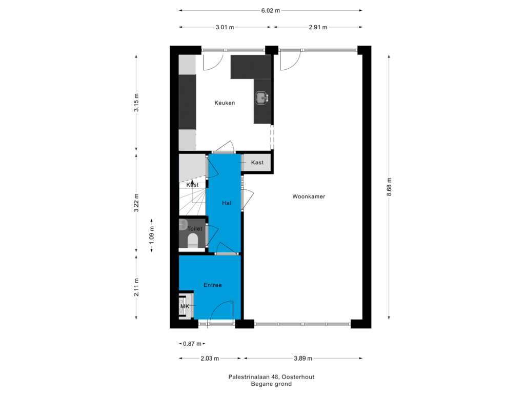 Bekijk plattegrond van Begane grond van Palestrinalaan 48