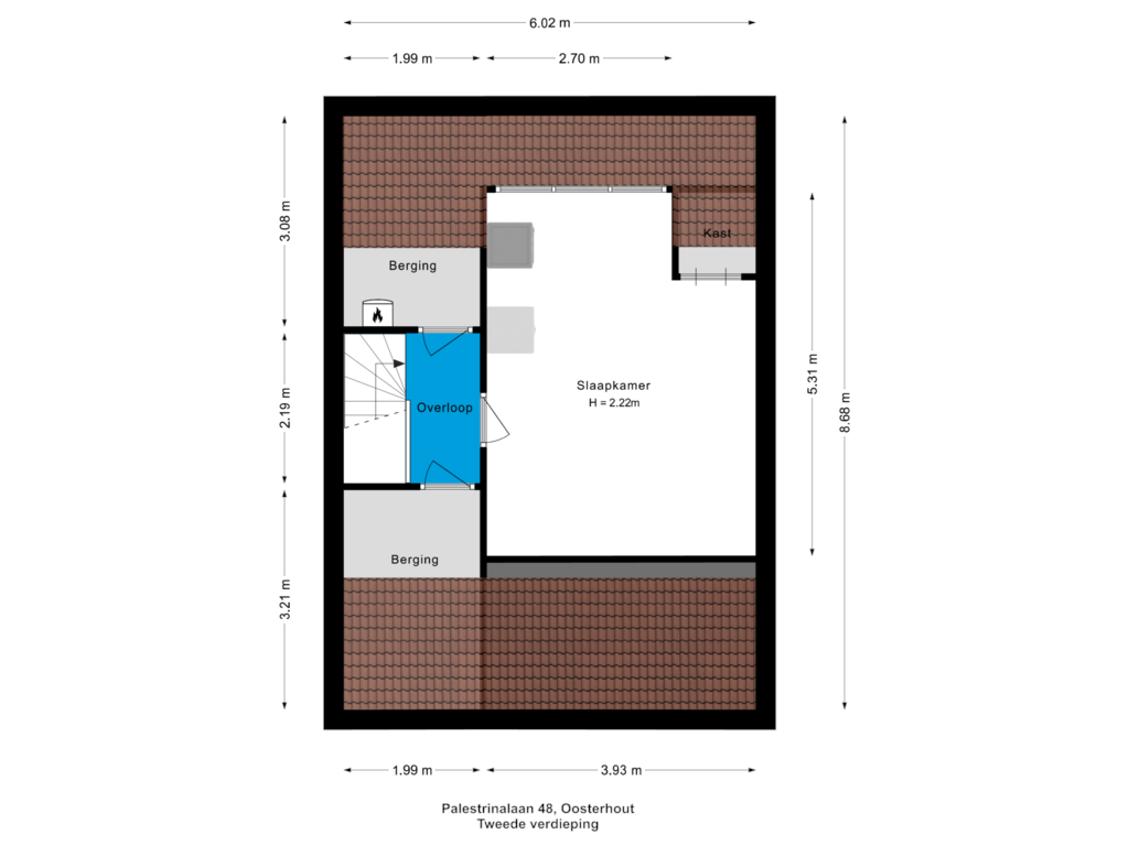 Bekijk plattegrond van Tweede verdieping van Palestrinalaan 48