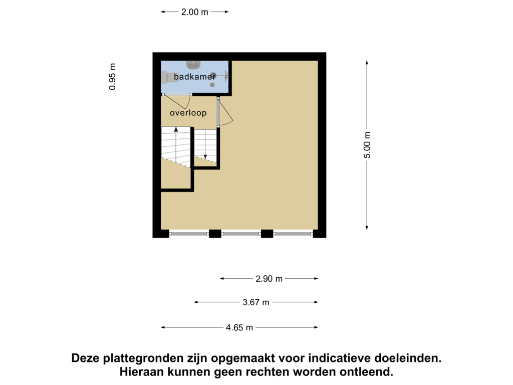 View floorplan of 1e verdieping of Rozenstraat 7