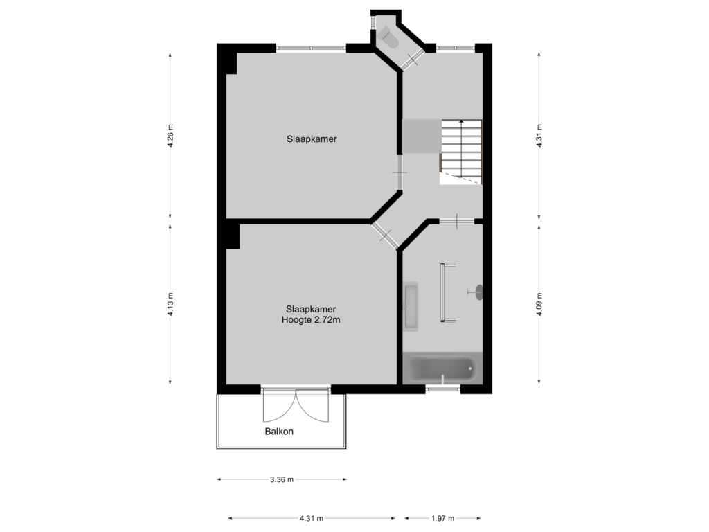 Bekijk plattegrond van 1e verdieping van Kerkstraat 7