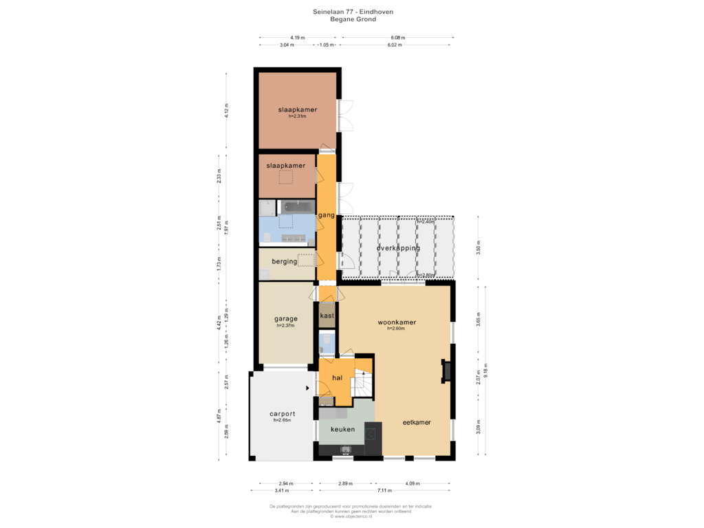 Bekijk plattegrond van BEGANE GROND van Seinelaan 77