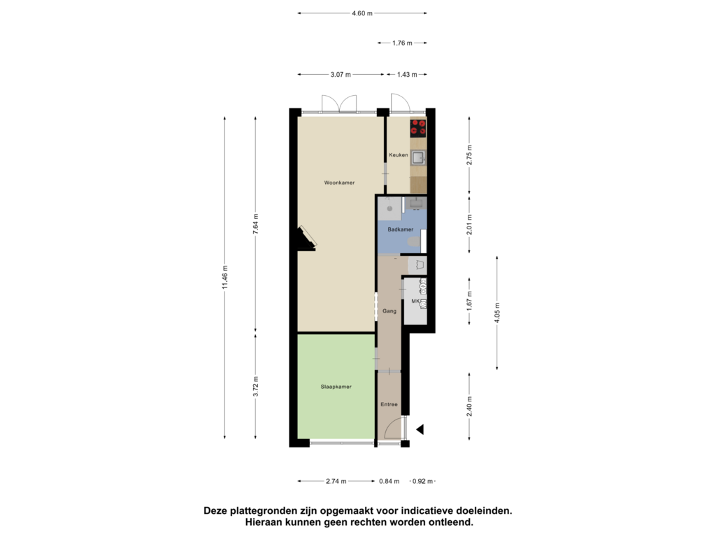 View floorplan of Begane Grond of Borgesiusstraat 17-B