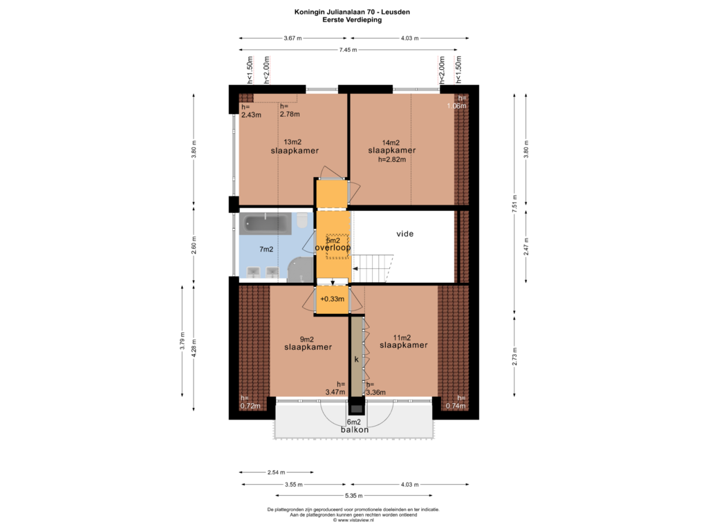 Bekijk plattegrond van EERSTE VERDIEPING van Koningin Julianalaan 70