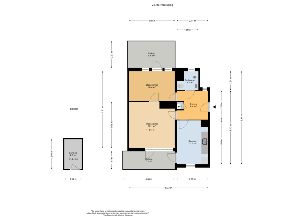 View floorplan of Vierde verdieping of 's-Gravesandestraat 62