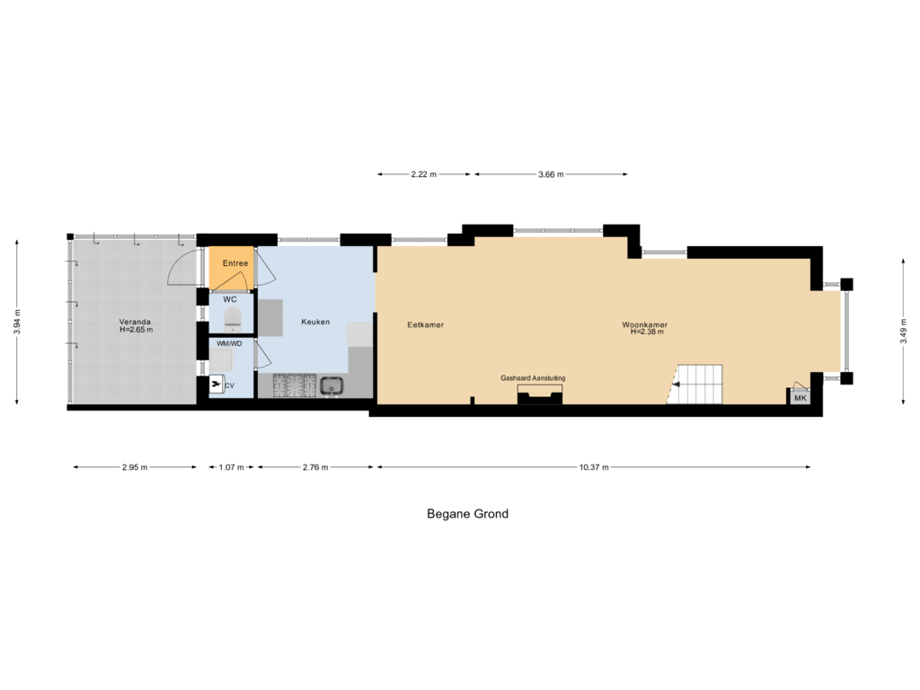 Bekijk plattegrond van Begane Grond van Valkenweg 11