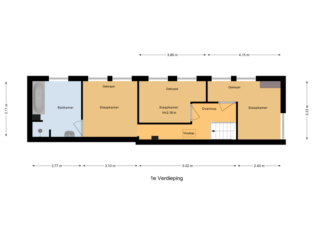 Bekijk plattegrond van 1e Verdieping van Valkenweg 11