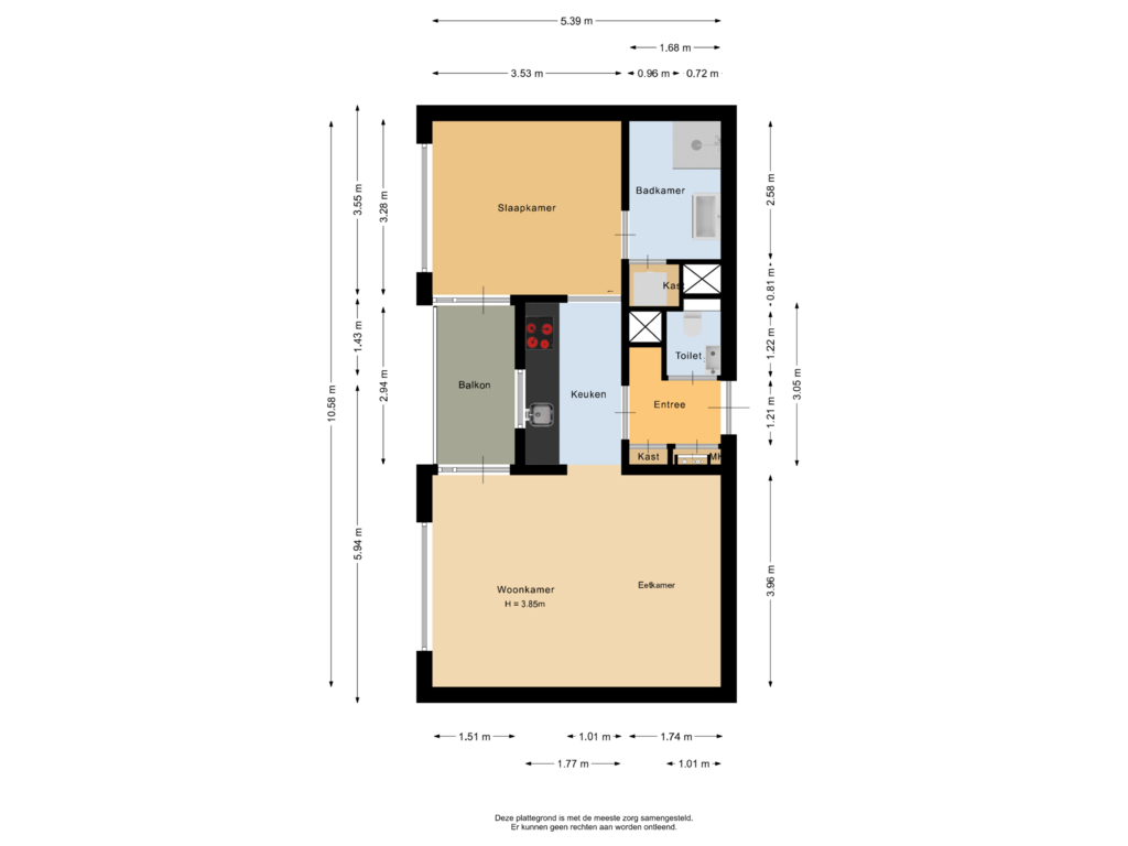 Bekijk plattegrond van Appartement van Noordsingel 117-H