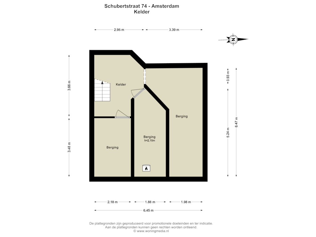 Bekijk plattegrond van Kelder van Schubertstraat 74