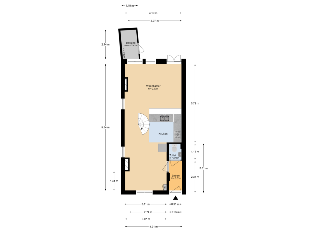 View floorplan of Begane grond of Krijtstraat 2-A