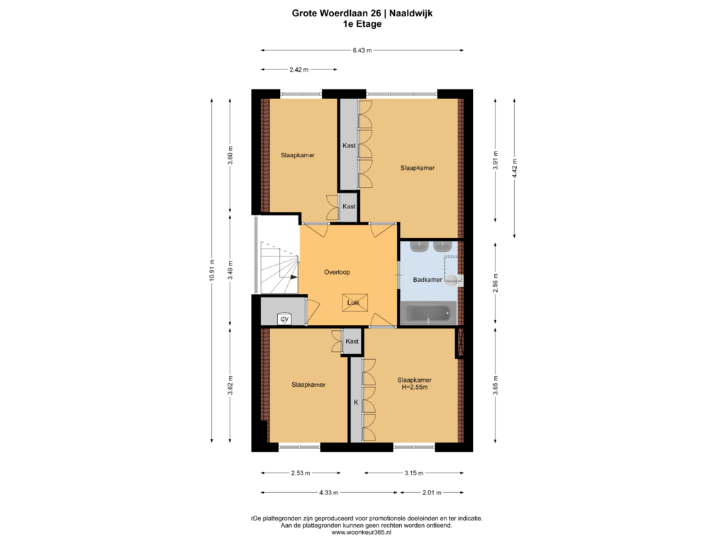 Bekijk plattegrond van 1e Etage van Grote Woerdlaan 26