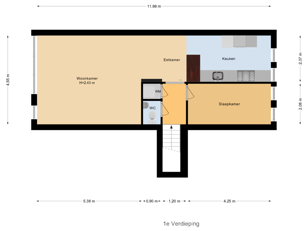 View floorplan of 1e Verdieping of Burgemeester Jhr. Quarles van Uffordlaan 559