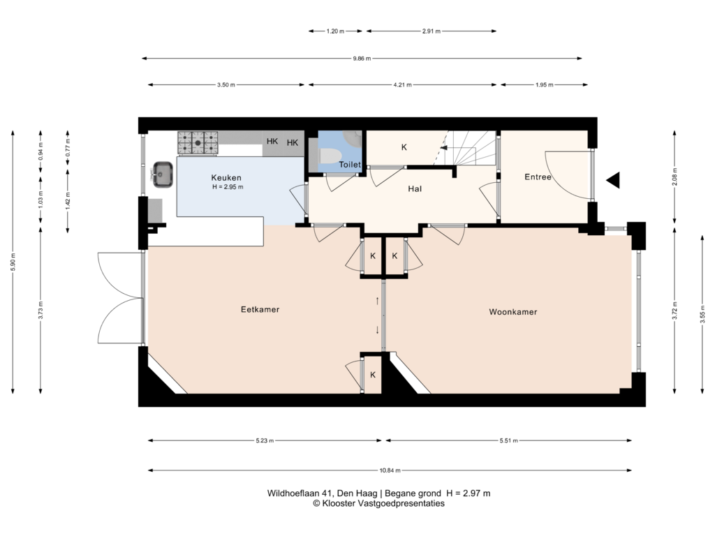 View floorplan of Begane grond of Wildhoeflaan 41