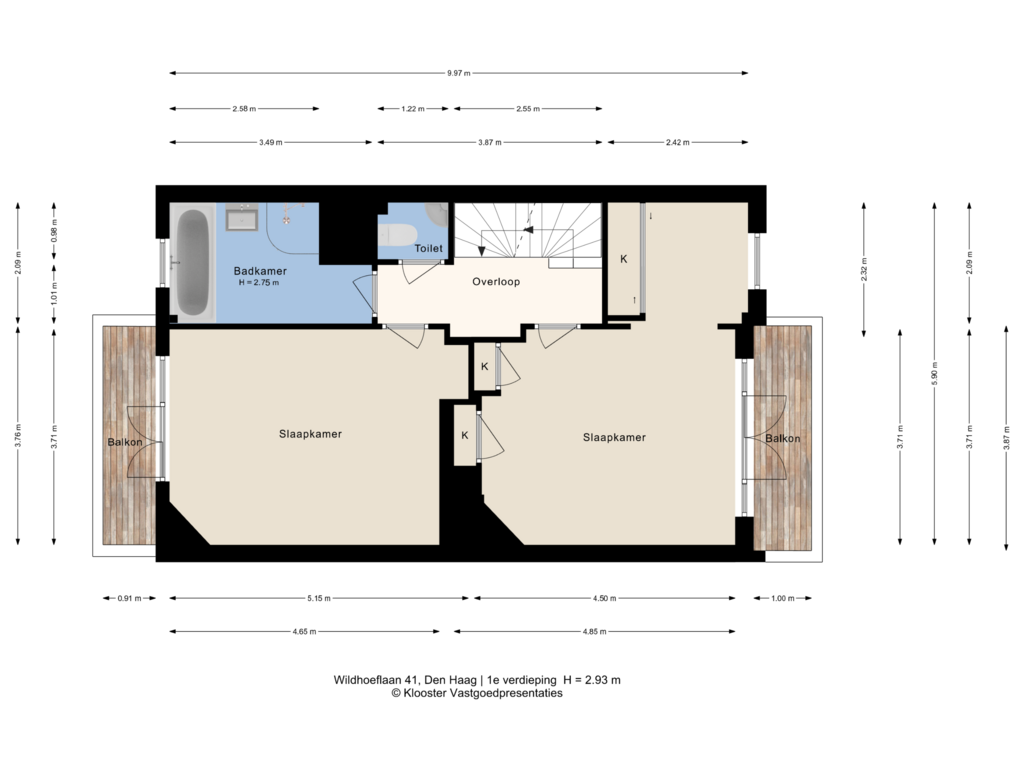 View floorplan of 1e verdieping of Wildhoeflaan 41