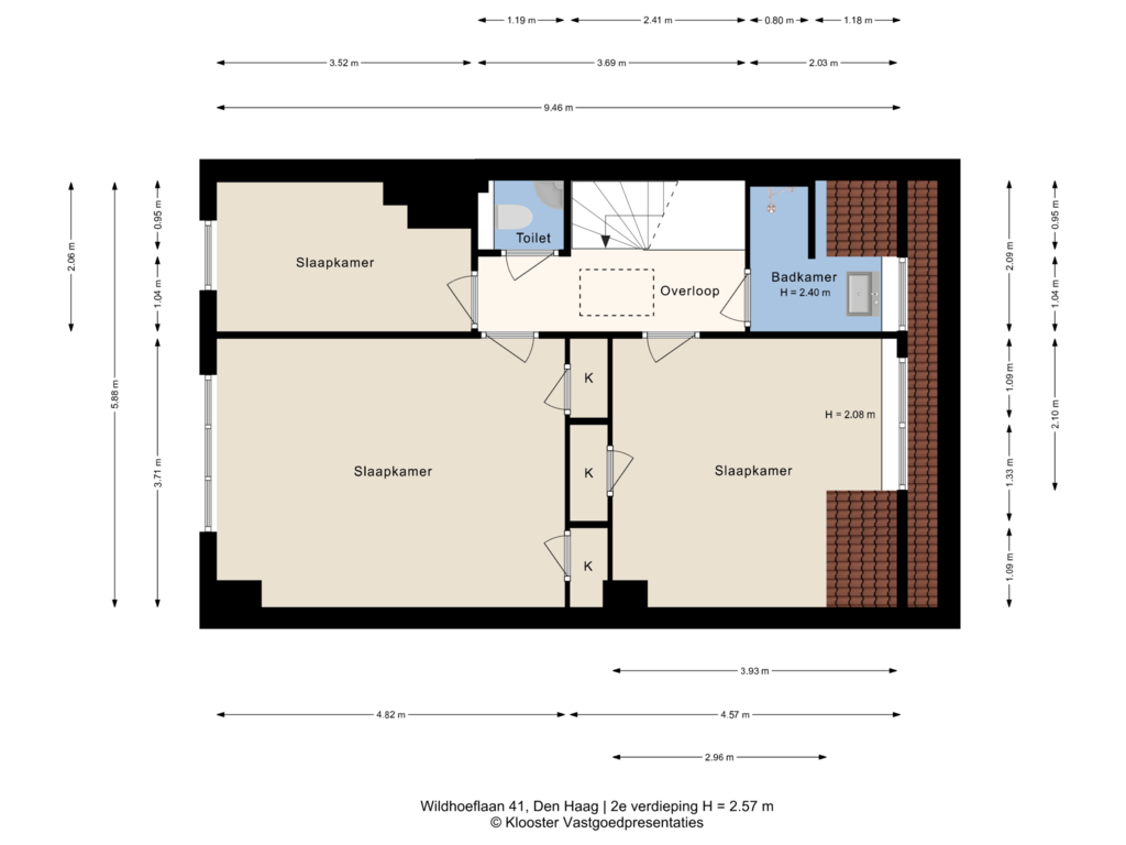 View floorplan of 2e verdieping of Wildhoeflaan 41