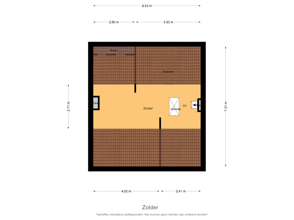 View floorplan of Zolder of Mollenstraat 27