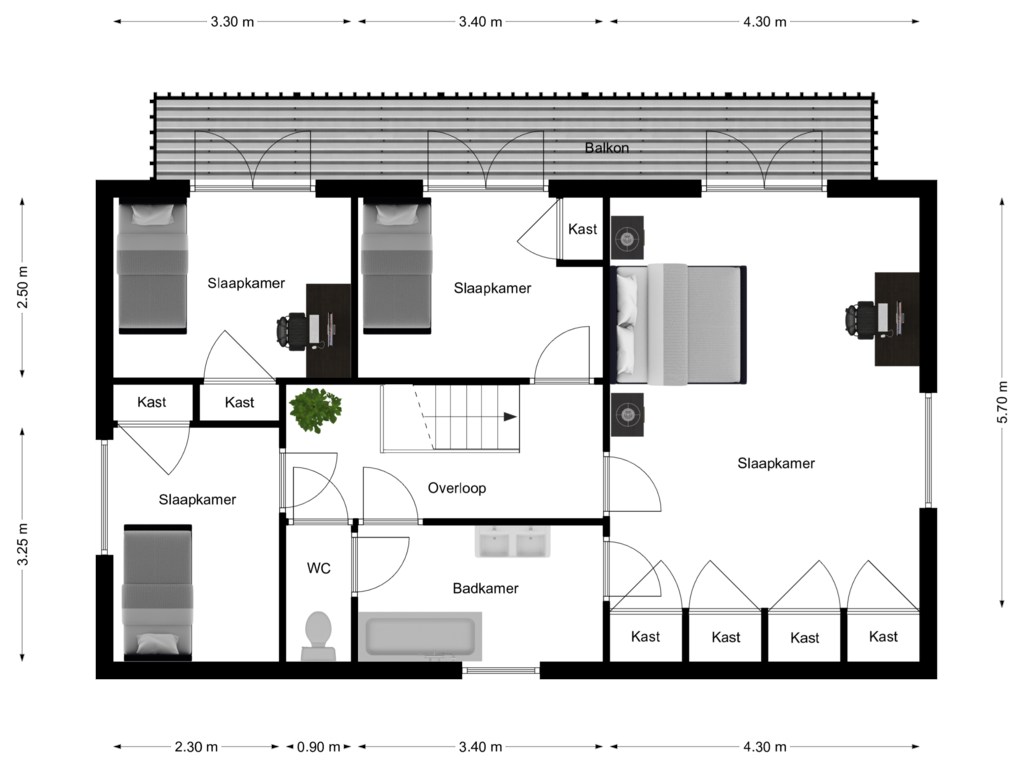 Bekijk plattegrond van 1ste verdieping van Torenlaan 40