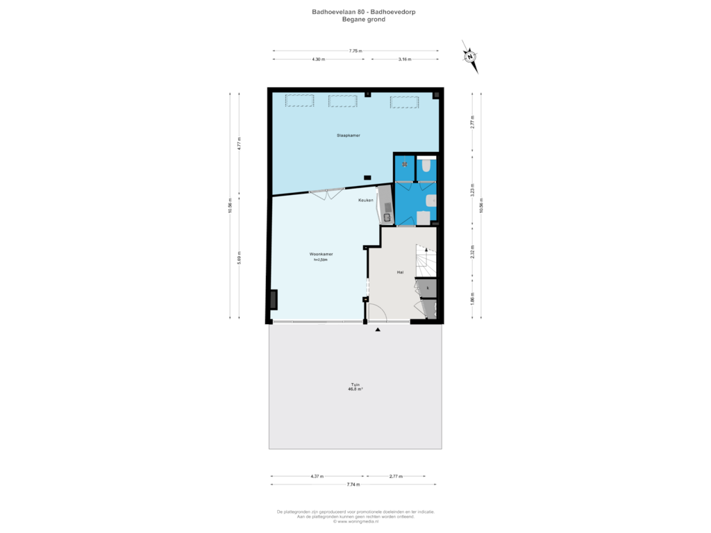 View floorplan of Begane grond of Badhoevelaan 80