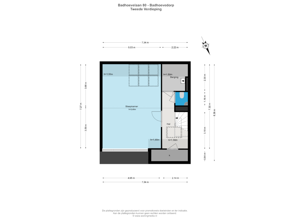 View floorplan of Tweede Verdieping of Badhoevelaan 80