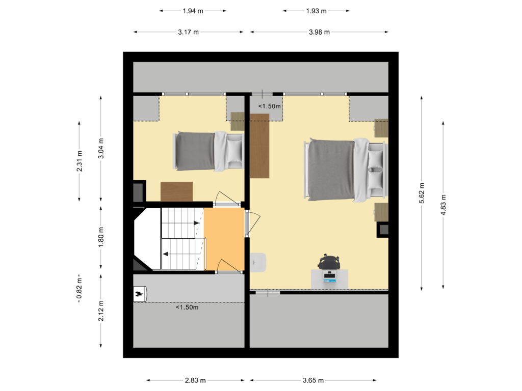 Bekijk plattegrond van Tweede Verdieping van Roosenburgstraat 35