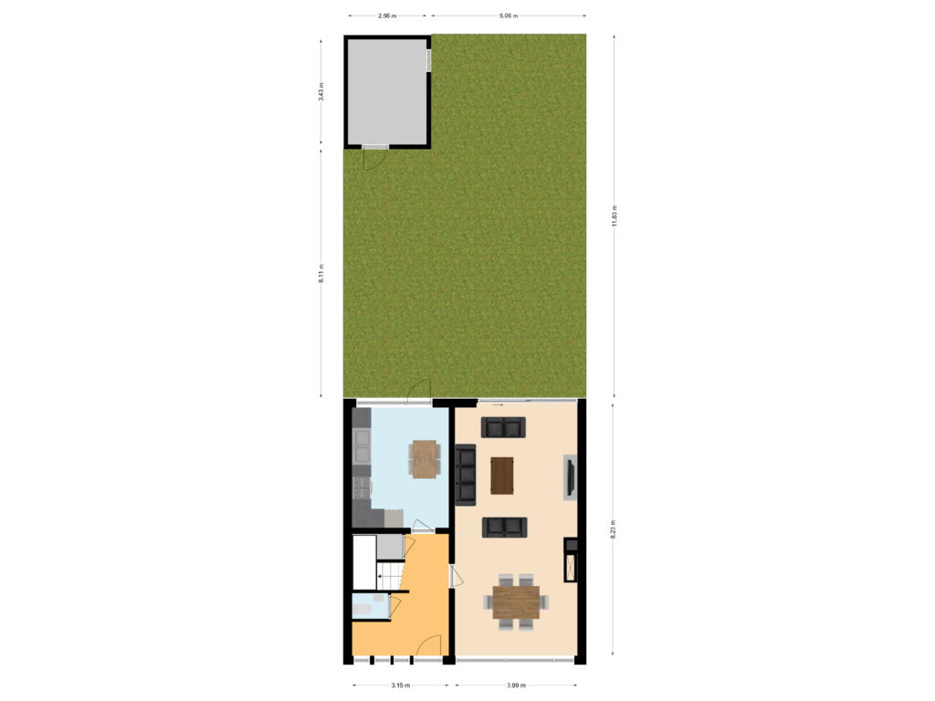 Bekijk plattegrond van Begane Grond Met Tuin van Roosenburgstraat 35