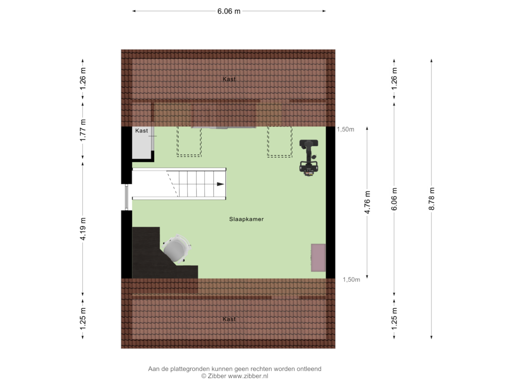 Bekijk plattegrond van Tweede Verdieping van Zijlstrastraat 7