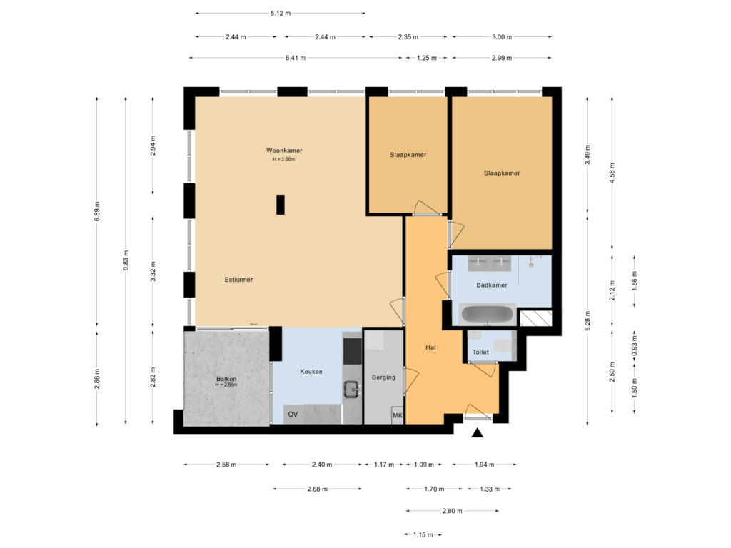 View floorplan of Appartement of David van Mollemstraat 13