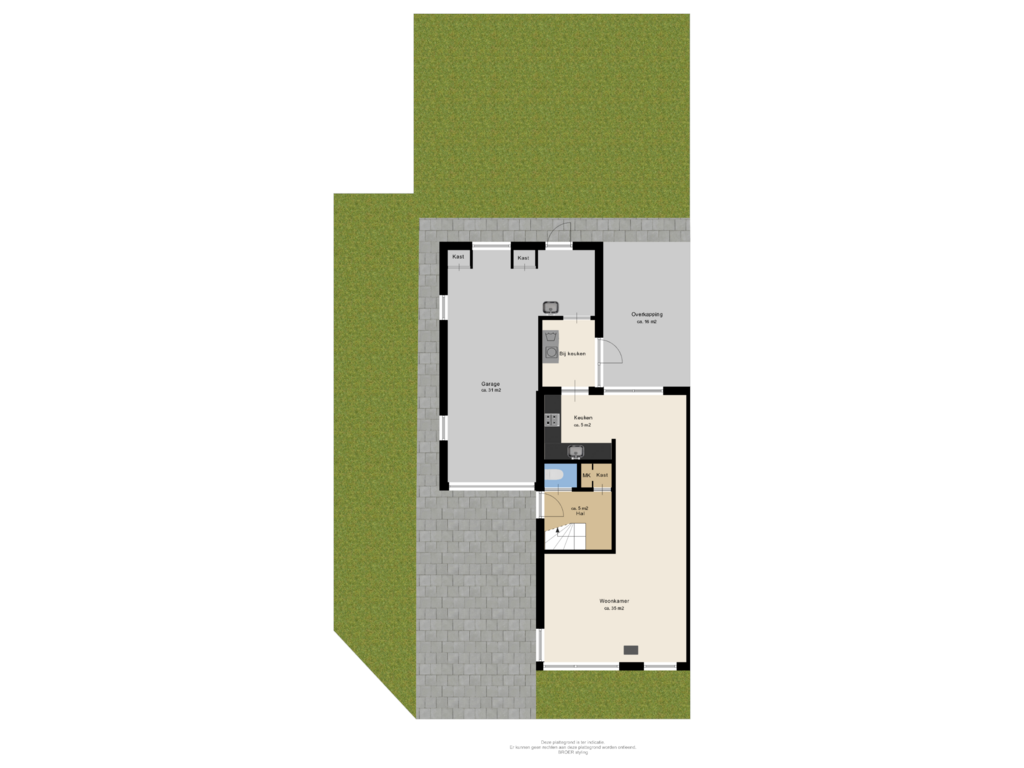 Bekijk plattegrond van Begane grond + tuin van De Goorns 28