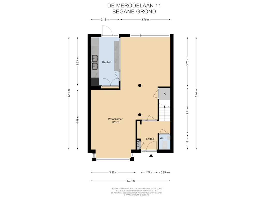 Bekijk plattegrond van Begane grond van De Mérodelaan 11