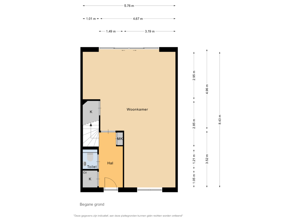 View floorplan of Begane grond of Raaigras 76