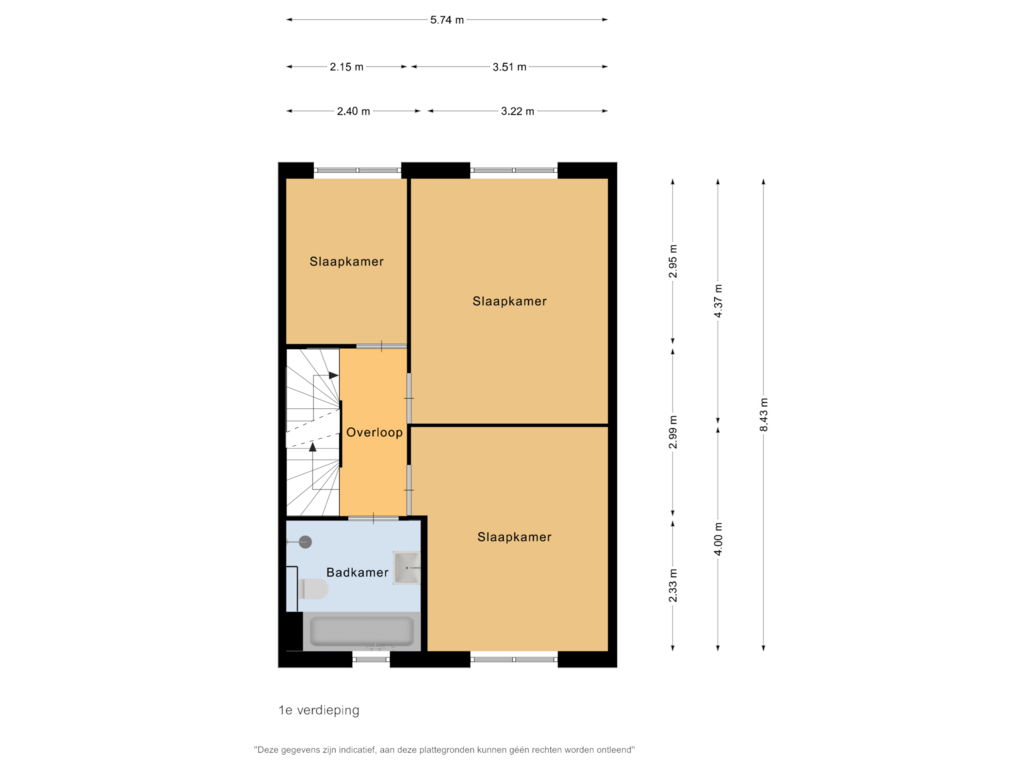 View floorplan of 1e verdieping of Raaigras 76