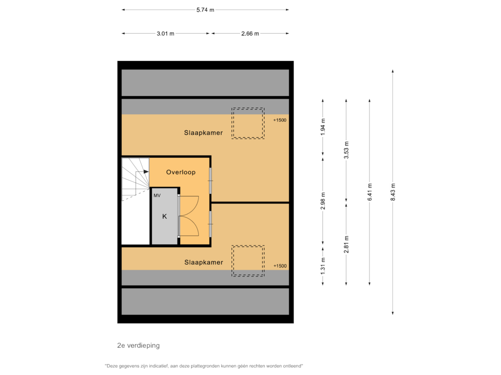 View floorplan of 2e verdieping of Raaigras 76