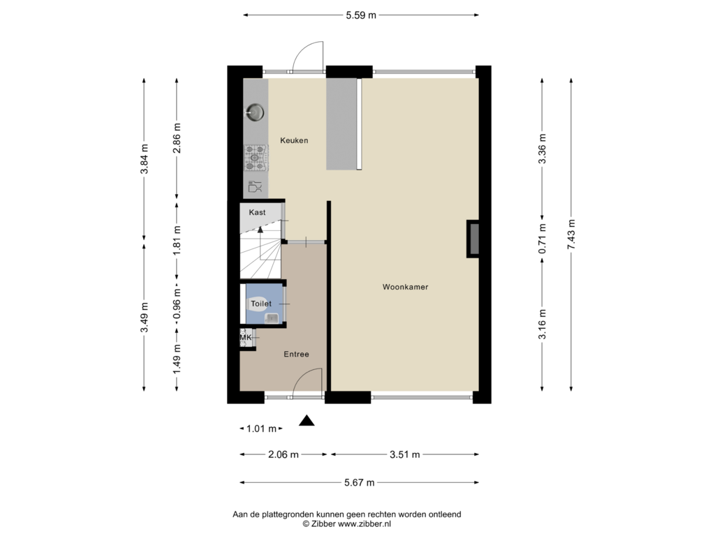 View floorplan of Begane Grond of Kwartelstraat 3